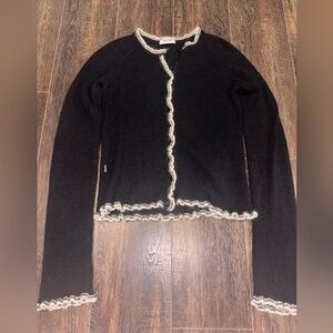 Moschino Jean Black Women's Knit Cardigan with Contrast Trim